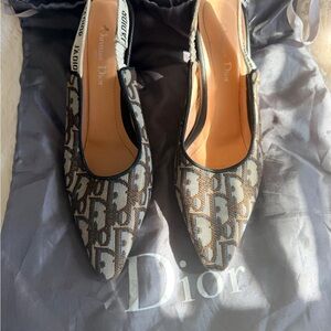 Dior Women's Brown and Black Patterned Heels